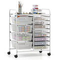 12-Drawer Utility Rolling Cart with Drawers Multi-Use Storage-Transparent