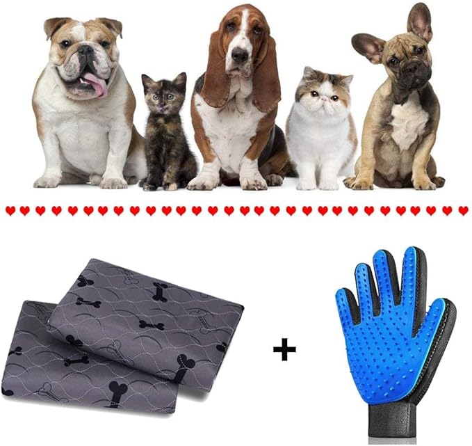Washable Dog Pee Pads with Free Grooming Gloves,Non Slip Dog Mats with Great Urine Absorption,Reusable Puppy Pee Pads for Whelping,Potty,Training,Playpen - PhishStones Products