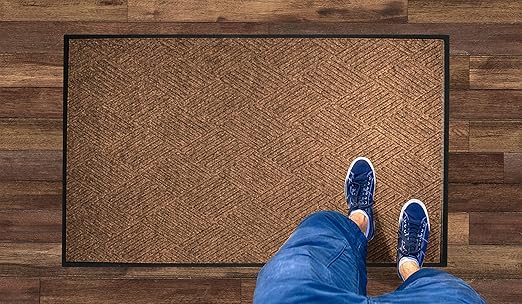 WaterHog Diamond | Commercial - Grade Entrance Mat with Rubber Border – Indoor/Outdoor, Quick Drying, Stain Resistant Door Mat (Medium Brown, 6' x 12') - PhishStones Products