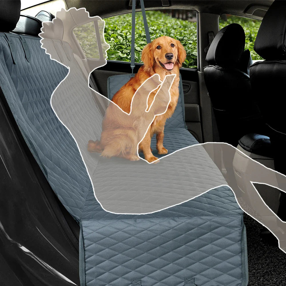 Waterproof Dog Car Seat Cover Hammock — Rear Back Seat Protector with Mesh Window, Non - Slip & Seat Belt Openings — Standard (56.3x59.8 in / 143x152 cm) & X - Large (60.2x63.8 in / 153x162 cm) - PhishStones Products