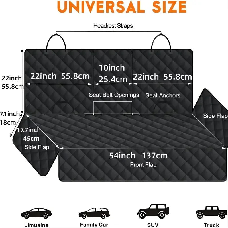 Waterproof Dog Car Seat Cover Hammock – Rear/Back Seat Pet Travel Mat, Universal Fit for Small, Medium & Large Dogs - PhishStones Products