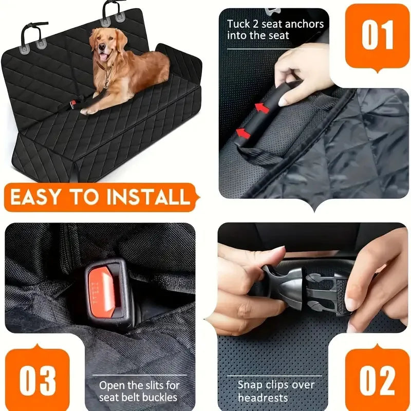 Waterproof Dog Car Seat Cover Hammock – Rear/Back Seat Pet Travel Mat, Universal Fit for Small, Medium & Large Dogs - PhishStones Products