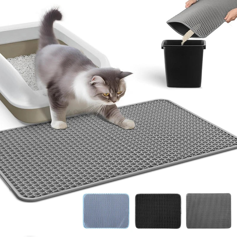 Waterproof Double - Layer Cat Litter Mat - Foldable EVA Litter Trapper, Washable & Anti - Slip (6 Sizes: 11.8x11.8–23.6x35.4 in / 30x30–60x90 cm) - PhishStones Products