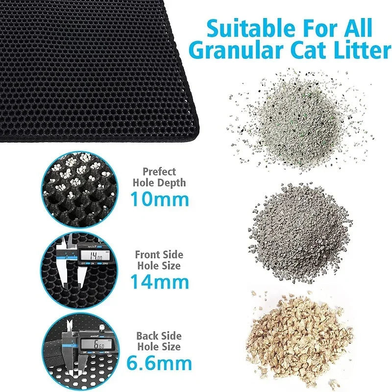 Waterproof Double - Layer Cat Litter Mat - Foldable EVA Litter Trapper, Washable & Anti - Slip (6 Sizes: 11.8x11.8–23.6x35.4 in / 30x30–60x90 cm) - PhishStones Products