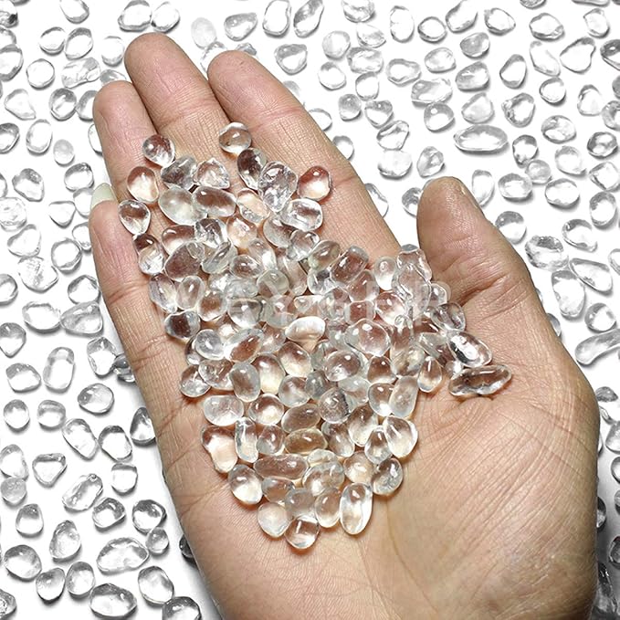 WAYBER Glass Stones, 1Lb/460g Irregular Sea Glass Dercorative Rocks Non - Toxic Artificial Crystal Pebbles for Aquarium Decoration/Vase Filler/Table Scatter/Handcraft/Jewelry Making/Gems Display, Clear - PhishStones Products