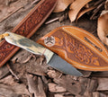 Western Cowboy Belt Knife with Damascus Blade - PhishStones Products
