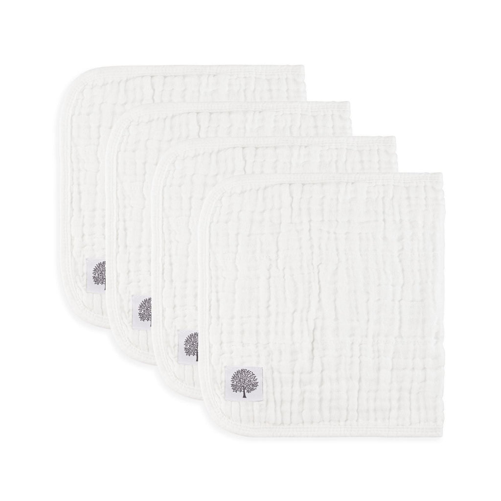 White Set - Muslin Burp Cloths (4 Pack) - PhishStones Products