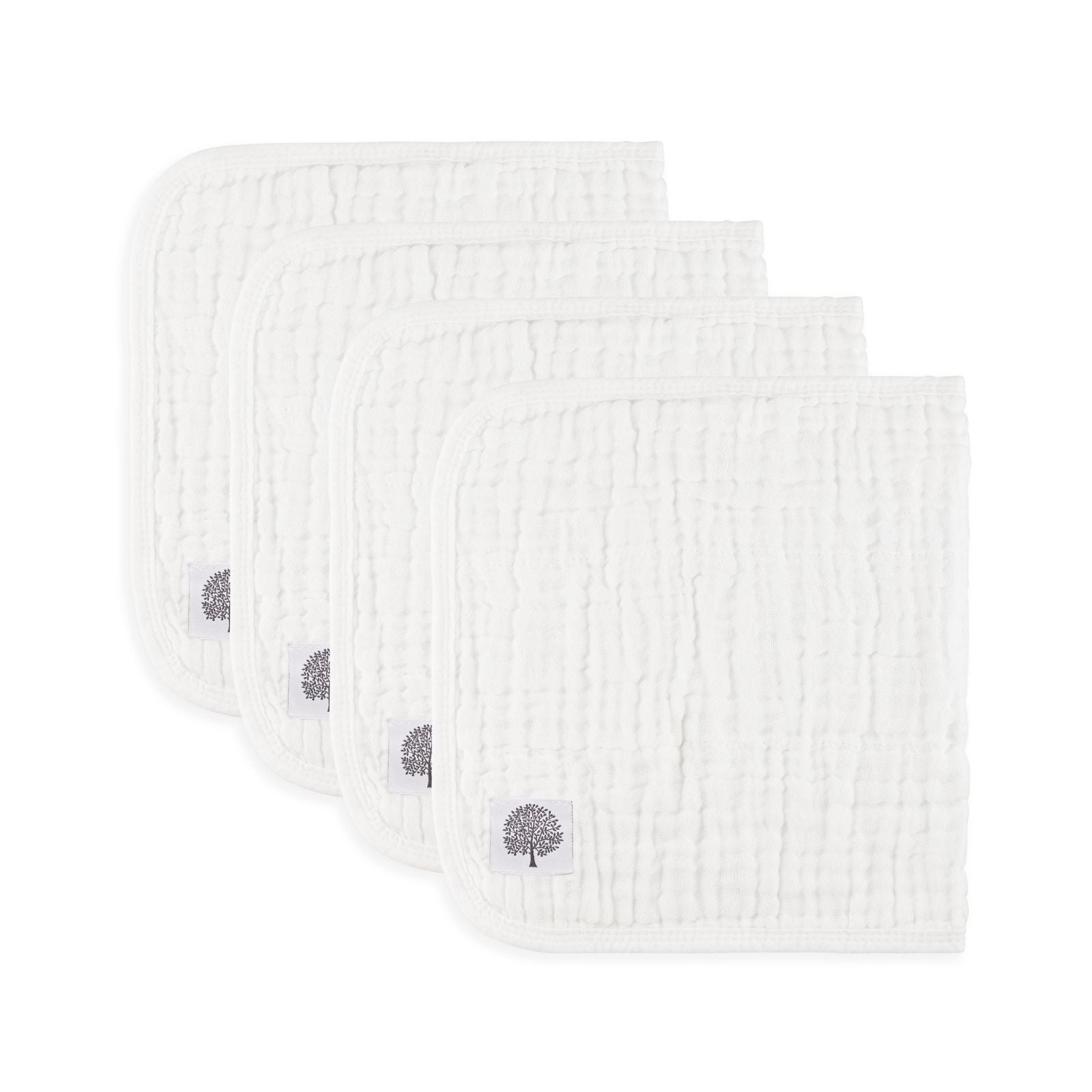 White Set - Muslin Burp Cloths (4 Pack) - PhishStones Products
