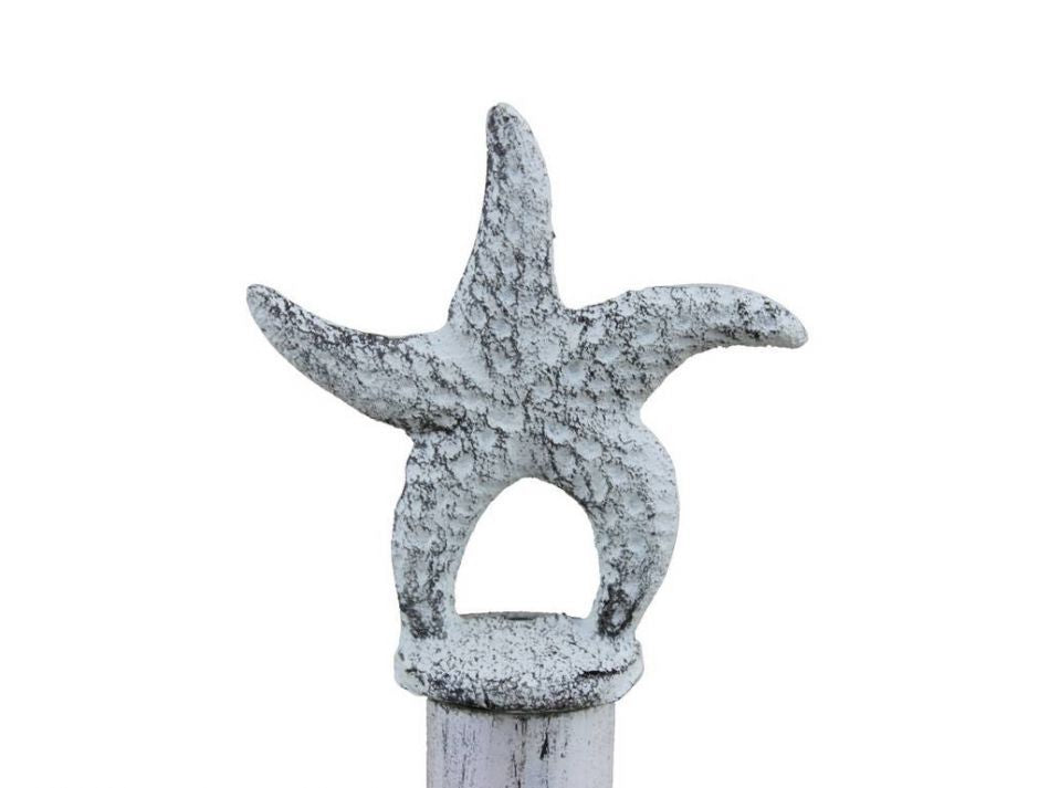 Rustic Whitewashed Cast Iron Starfish Extra Toilet Paper Stand 15""