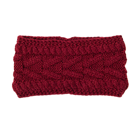 Wide Solid Cable Knit Earmuff Headband Ear Warmer