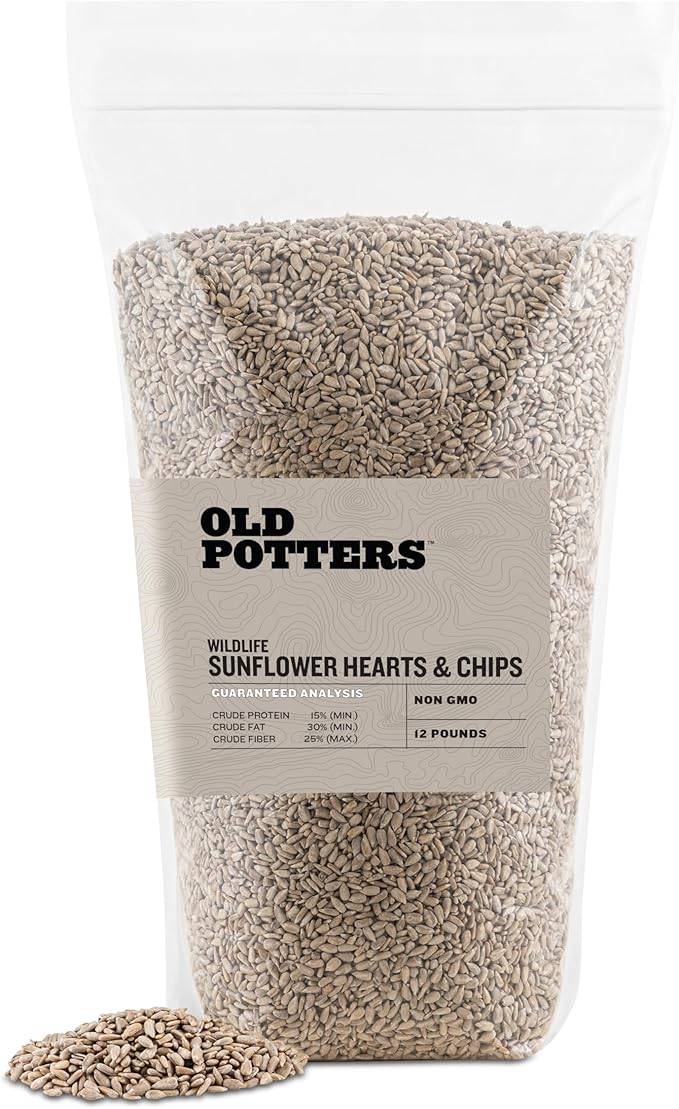 Wildlife Sunflower Hearts & Chips for Bird Feeding and Wildlife Bird attracting, Non - GMO and USA Grown, 12 lbs - PhishStones Products