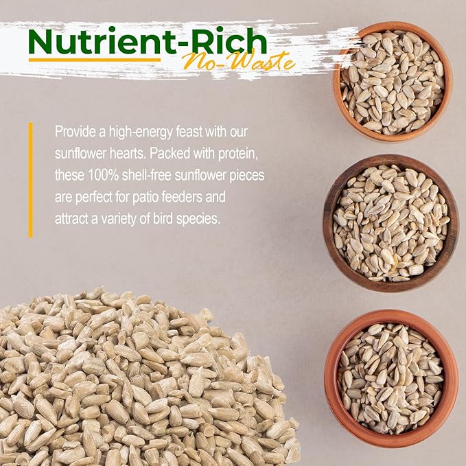 Wildlife Sunflower Hearts & Chips for Bird Feeding and Wildlife Bird attracting, Non - GMO and USA Grown, 12 lbs - PhishStones Products