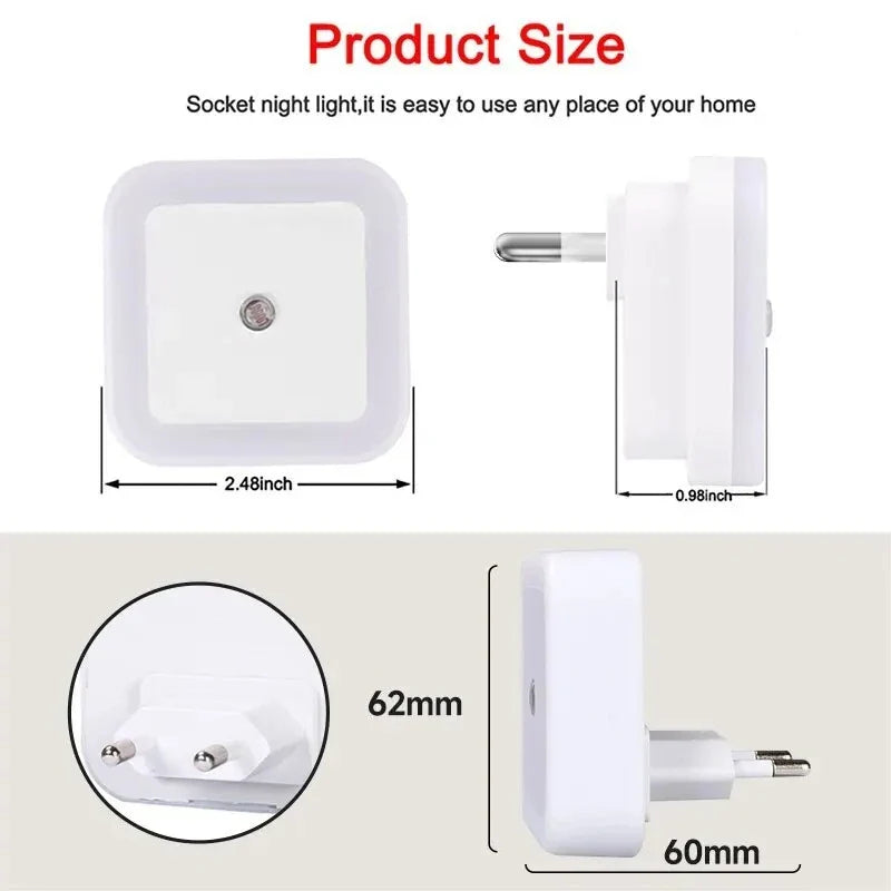 Wireless LED Night Light with EU Plug — Light Sensor Tricolor Nightlight for Kids Bedroom - PhishStones Products