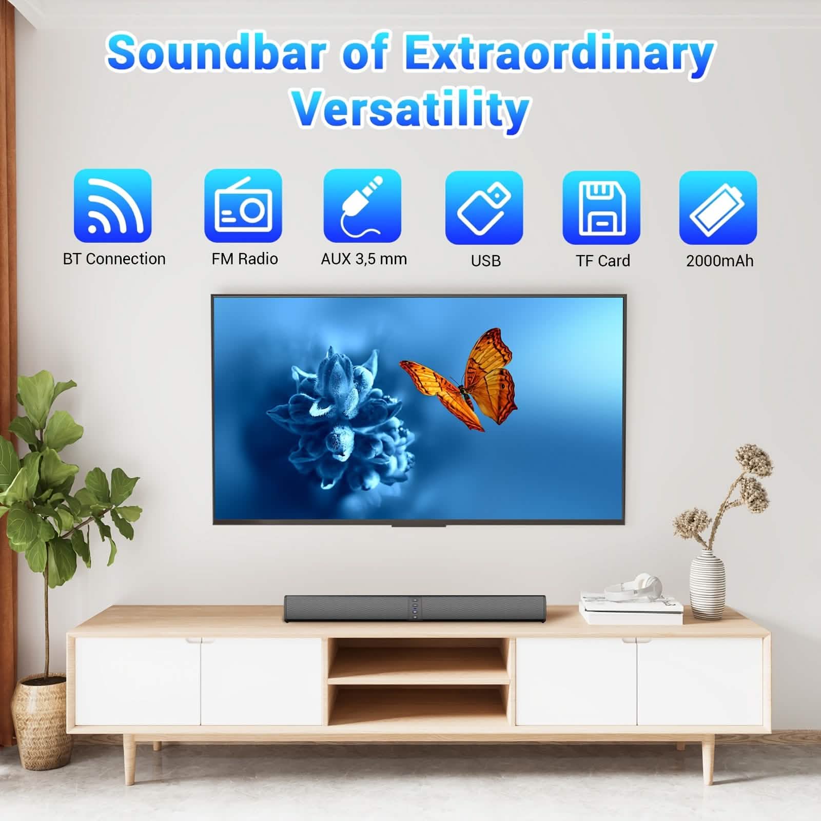 Wireless Soundbar for TV – 2 - in - 1 Detachable Bluetooth Speaker - PhishStones Products