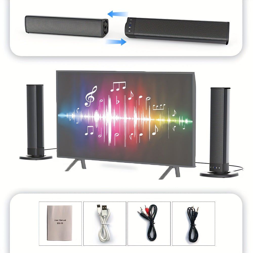 Wireless Soundbar for TV – 2 - in - 1 Detachable Bluetooth Speaker - PhishStones Products