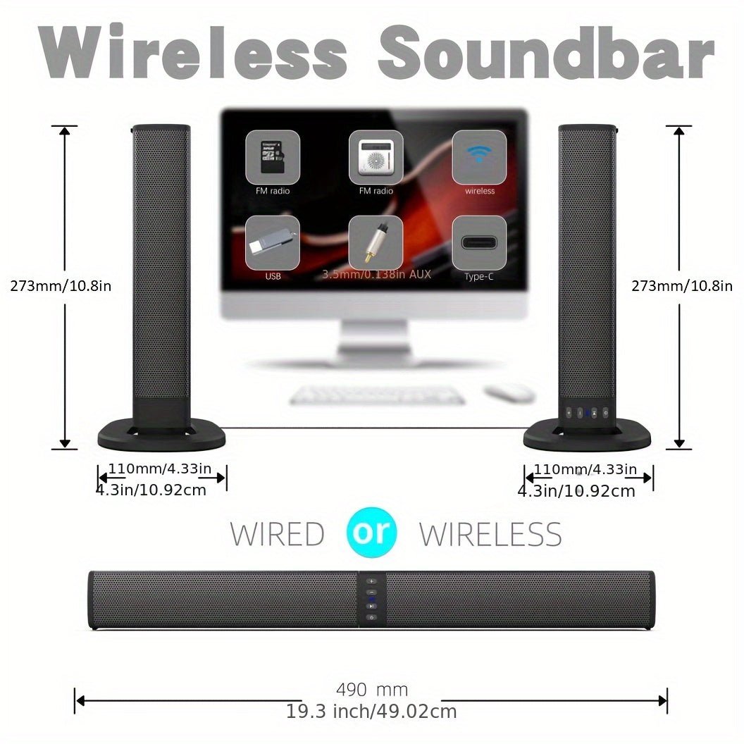 Wireless Soundbar for TV – 2 - in - 1 Detachable Bluetooth Speaker - PhishStones Products