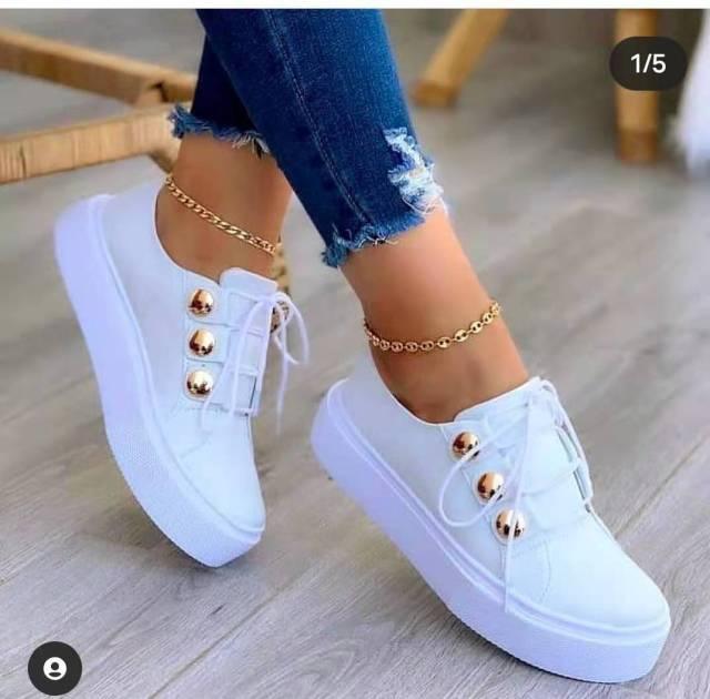 Women Gold Sneakers White Round Head Platform Causal Sports Cute Pink Fashion Flats Exclusive Women's Cult Fashionable High Platform Calf White Sneaker Lace Up Stylish Casual Walking Sneakers