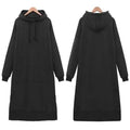 Women Loose Long Hoodie Casual Solid Color Hooded Sweatshirts Student's Autumn Winter Baggy Pullover Oversized Sweatshirt Dress