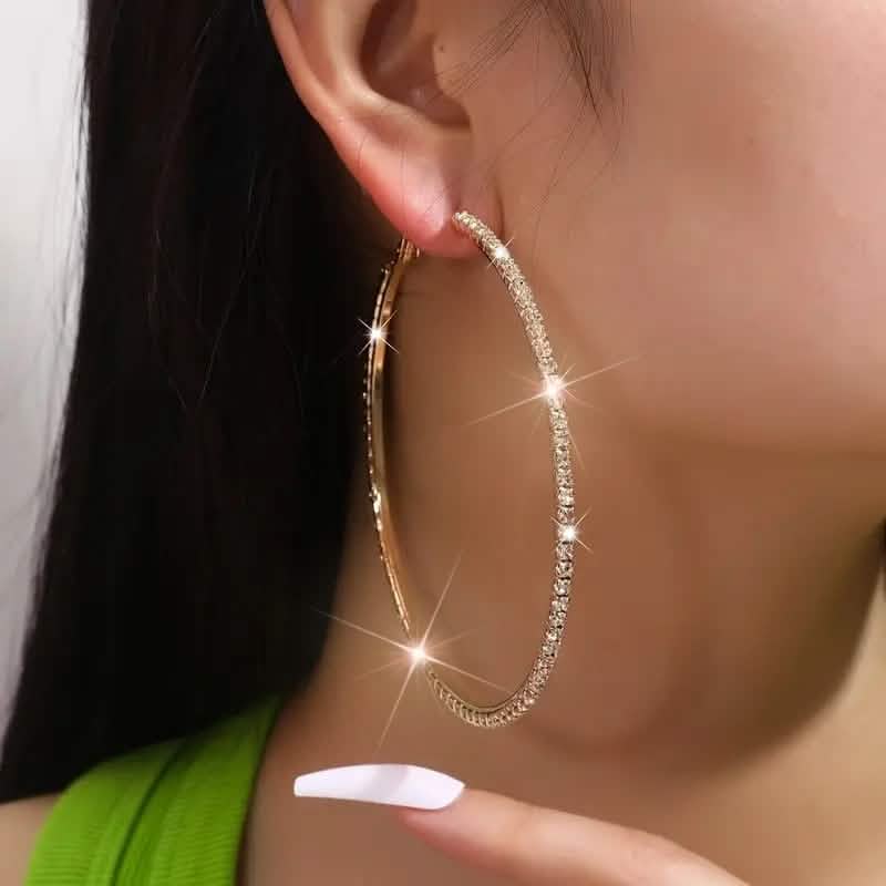 Women's Rhinestone Hoop Earrings – Large Stainless Steel Bling Hoops - PhishStones Products