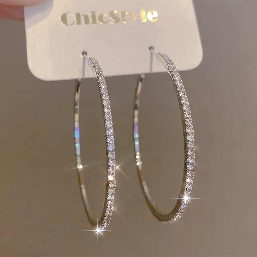 Women's Rhinestone Hoop Earrings – Large Stainless Steel Bling Hoops - PhishStones Products