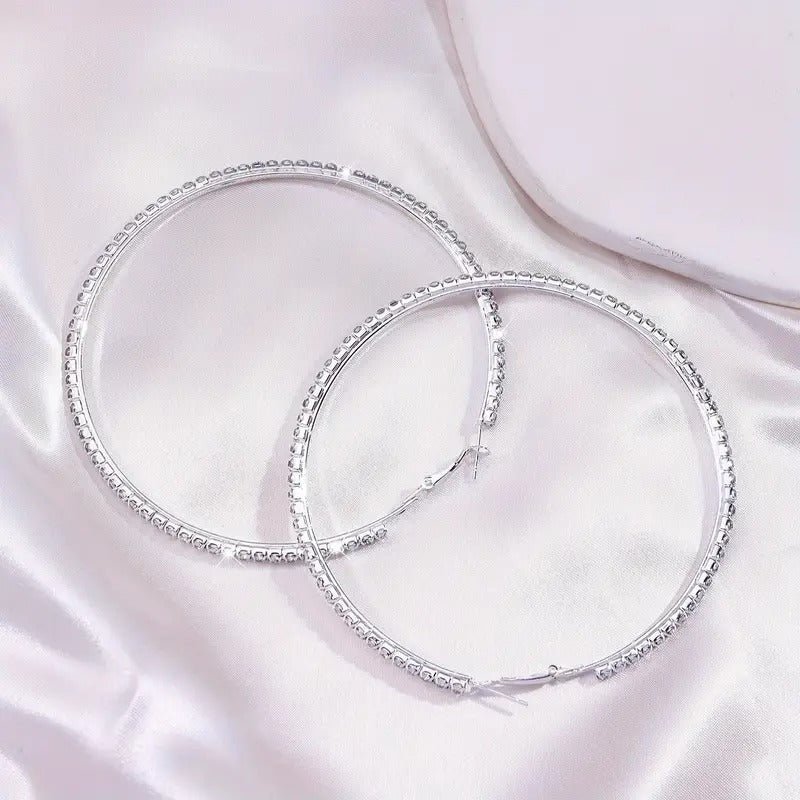 Women's Rhinestone Hoop Earrings – Large Stainless Steel Bling Hoops - PhishStones Products