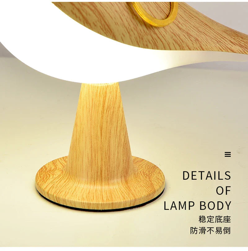 Wood - Effect Bird LED Night Light — Touch Rechargeable Bedside Lamp, 3 - Color Dimmable - PhishStones Products