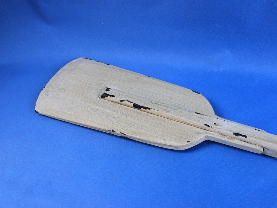 Wooden Rustic Whitewashed Squared Decorative Rowing Boat Oar with Hooks 50""