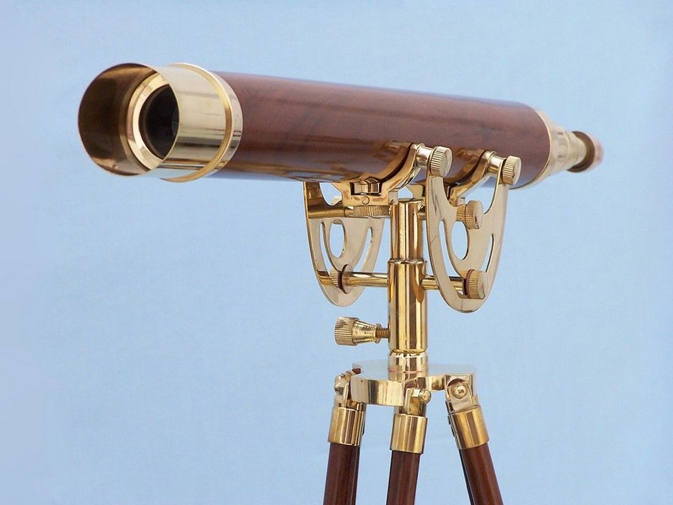 Floor Standing Brass/Wood Anchormaster Telescope 65""