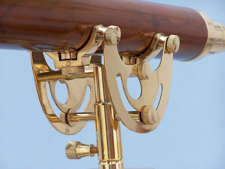 Floor Standing Brass/Wood Anchormaster Telescope 65""