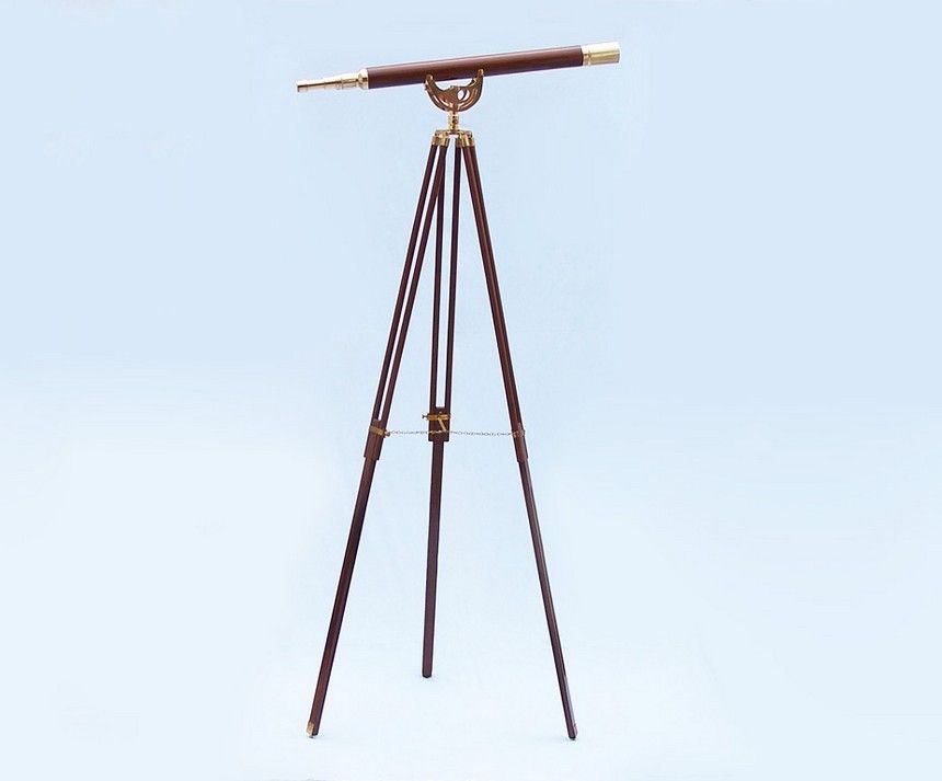 Floor Standing Brass/Wood Anchormaster Telescope 65""