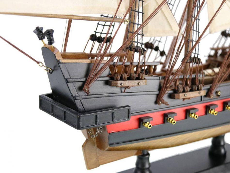Wooden Black Pearl White Sails Limited Model Pirate Ship 26""