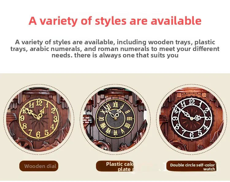 Wooden Handcrafted Cuckoo Clock for Wall with Cuccu Chimes and Swing Pendulum for Home Nordic Decor Solid Wood Cuccu Watch - PhishStones Products