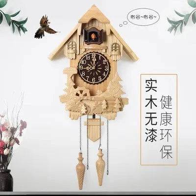 Wooden Handcrafted Cuckoo Clock for Wall with Cuccu Chimes and Swing Pendulum for Home Nordic Decor Solid Wood Cuccu Watch - PhishStones Products