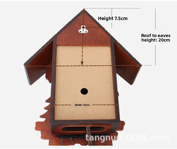 Wooden Handcrafted Cuckoo Clock for Wall with Cuccu Chimes and Swing Pendulum for Home Nordic Decor Solid Wood Cuccu Watch - PhishStones Products