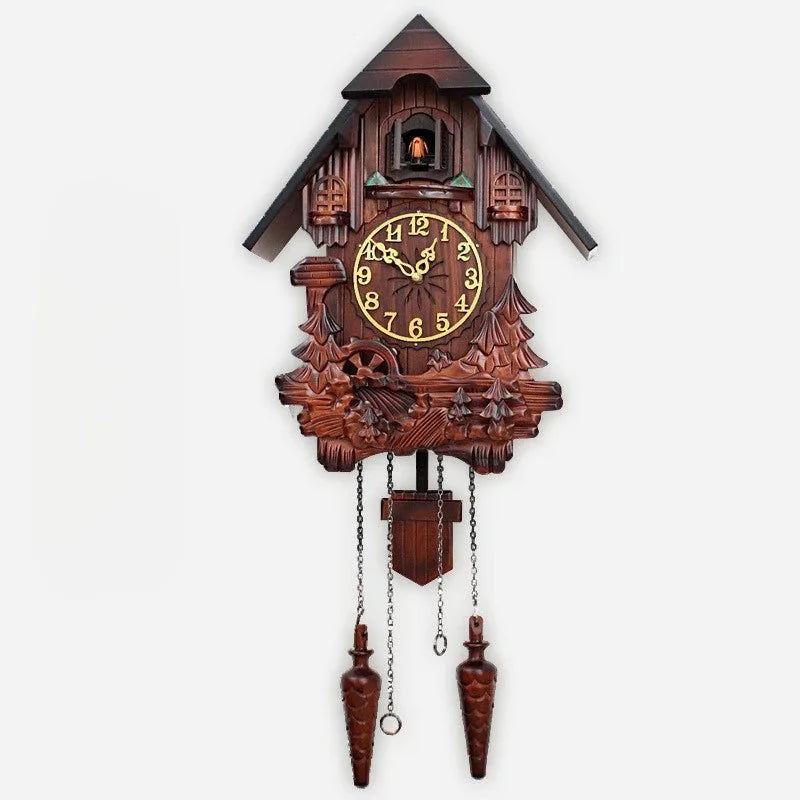 Wooden Handcrafted Cuckoo Clock for Wall with Cuccu Chimes and Swing Pendulum for Home Nordic Decor Solid Wood Cuccu Watch - PhishStones Products