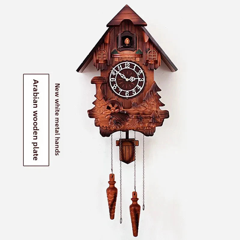 Wooden Handcrafted Cuckoo Clock for Wall with Cuccu Chimes and Swing Pendulum for Home Nordic Decor Solid Wood Cuccu Watch - PhishStones Products