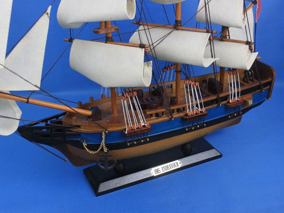 Wooden HMS Endeavour Tall Model Ship 20""