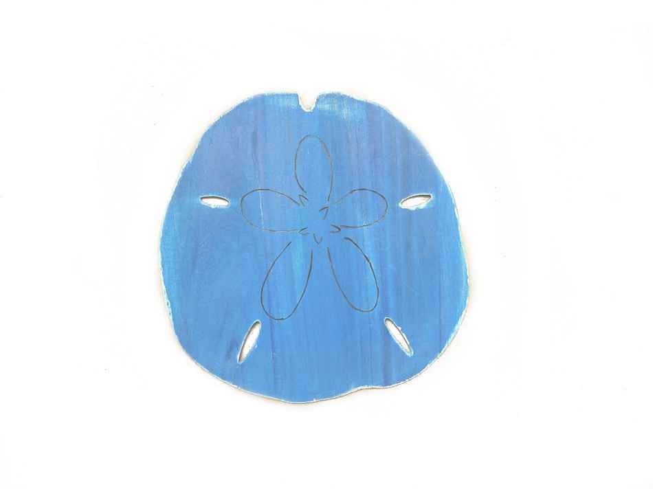 Wooden Rustic Dark Blue Wall Mounted Sand Dollar Decoration 25""