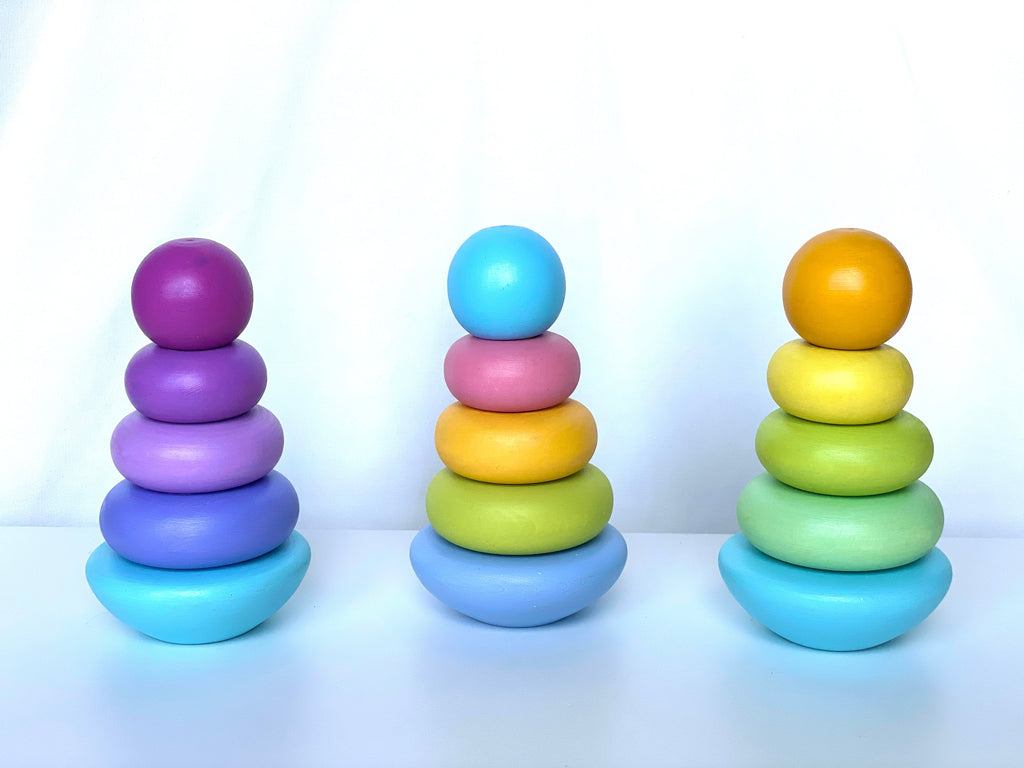 Wooden Ring Stacking Pyramid Pastel