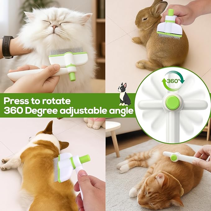 XANGNIER Rotatable Flea Comb for Cats Dogs Kittens Rabbit,Self Cleaning Pet Flea Comb Grooming Brush for Shedding and Detangling,Fine Tooth Tick Lice Comb for Short & Long Pet Hair Removal Tool,2 Pcs - PhishStones Products