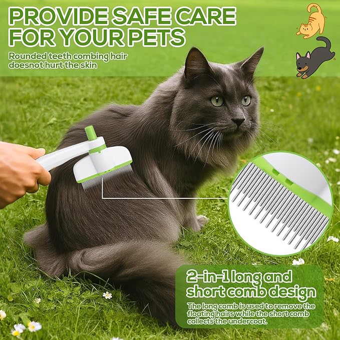 XANGNIER Rotatable Flea Comb for Cats Dogs Kittens Rabbit,Self Cleaning Pet Flea Comb Grooming Brush for Shedding and Detangling,Fine Tooth Tick Lice Comb for Short & Long Pet Hair Removal Tool,2 Pcs - PhishStones Products