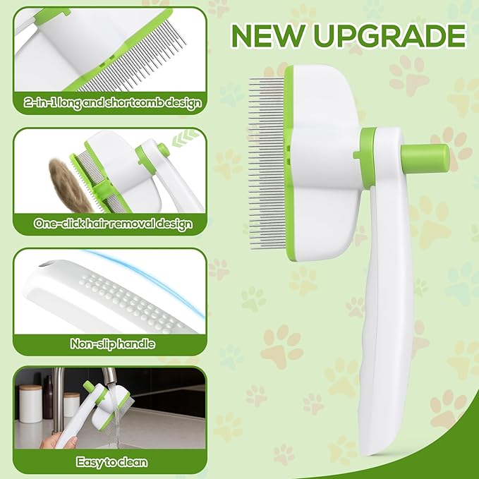 XANGNIER Rotatable Flea Comb for Cats Dogs Kittens Rabbit,Self Cleaning Pet Flea Comb Grooming Brush for Shedding and Detangling,Fine Tooth Tick Lice Comb for Short & Long Pet Hair Removal Tool,2 Pcs - PhishStones Products