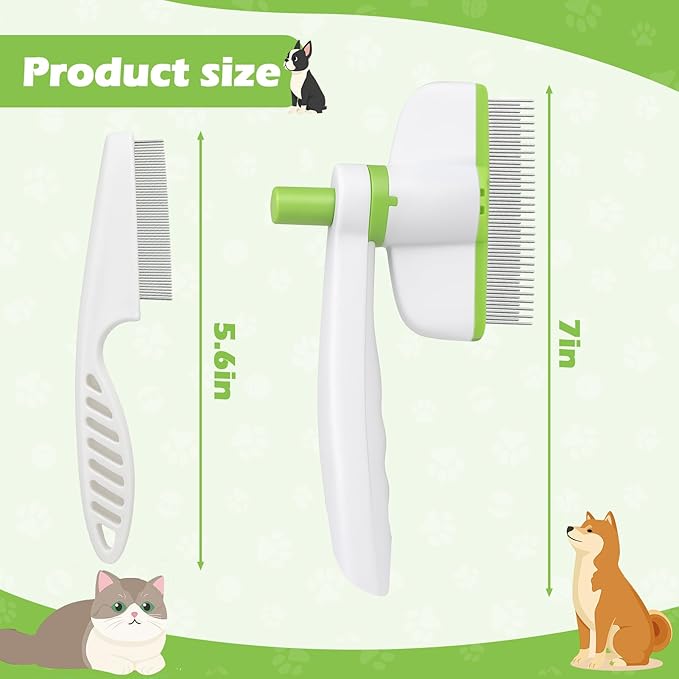 XANGNIER Rotatable Flea Comb for Cats Dogs Kittens Rabbit,Self Cleaning Pet Flea Comb Grooming Brush for Shedding and Detangling,Fine Tooth Tick Lice Comb for Short & Long Pet Hair Removal Tool,2 Pcs - PhishStones Products