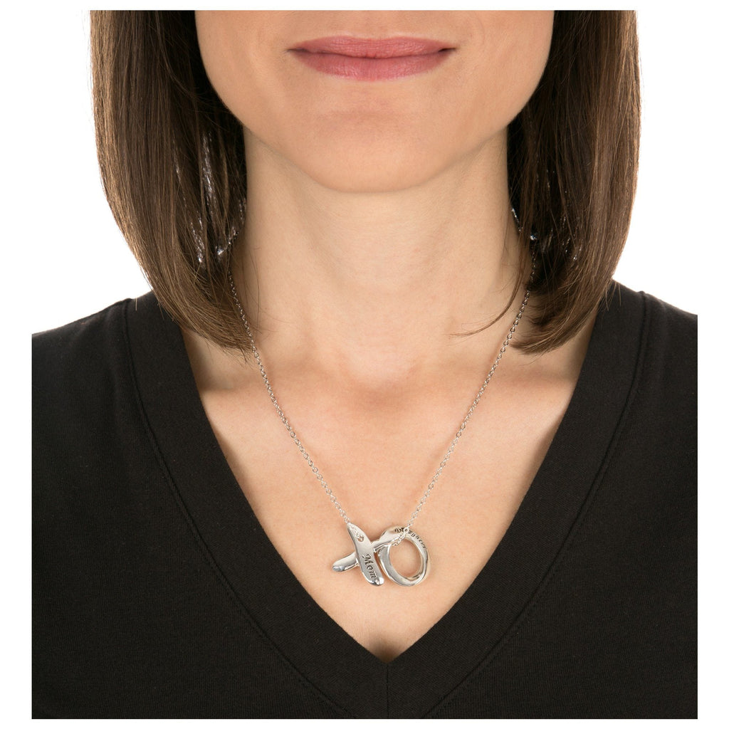 GreaterGood XO Mother Daughter Engraved Hugs and Kisses Necklace