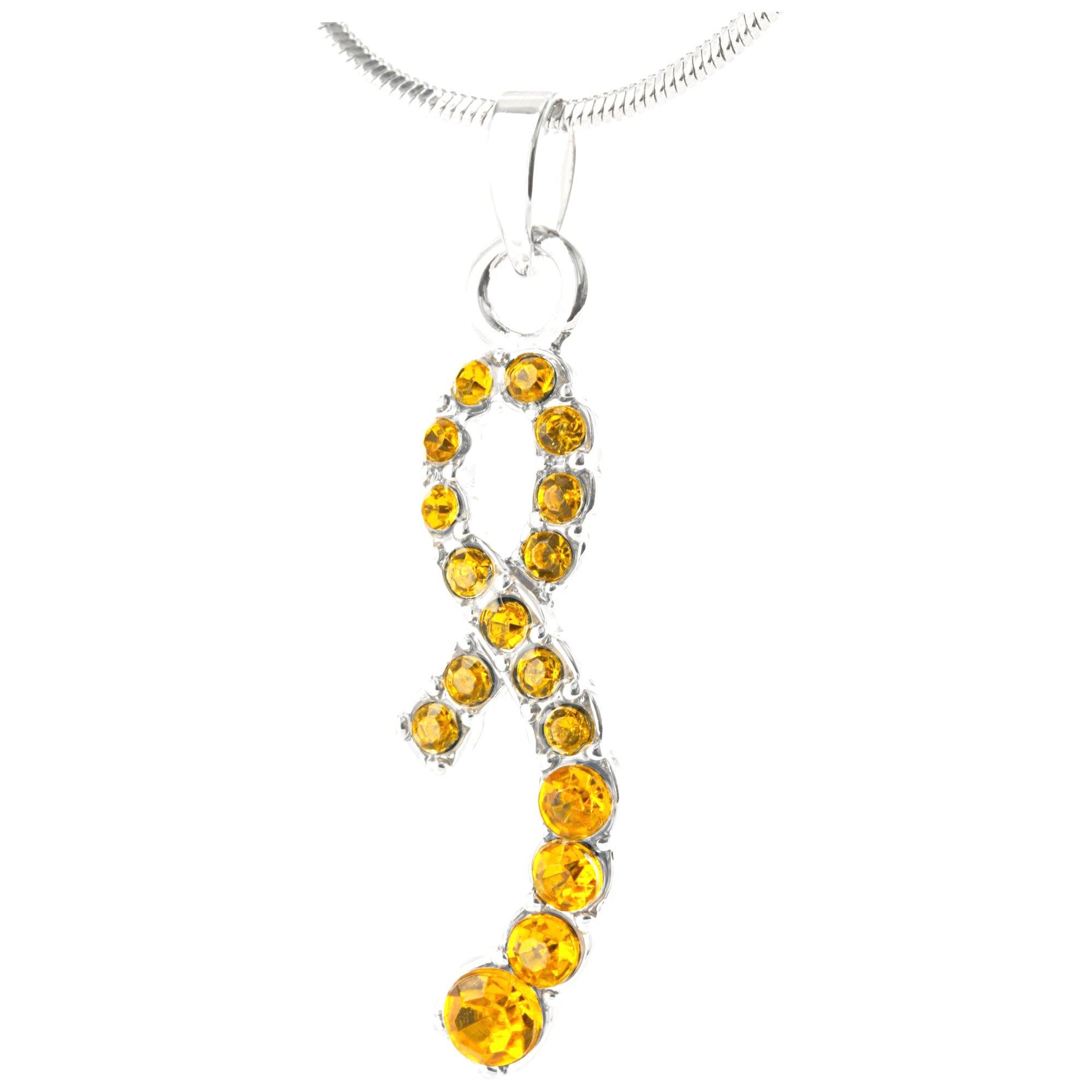 GreaterGood Yellow Ribbon Journey Necklace with Crystals