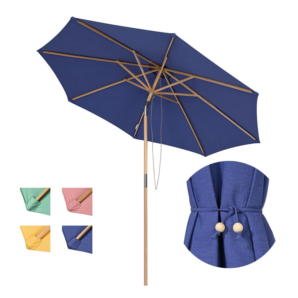 LAGarden 9ft Patio Wood Market Umbrella Acrylic Fabric Tilt