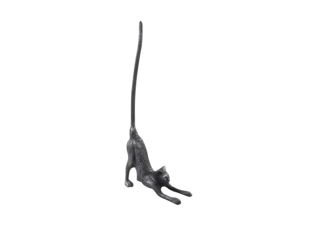 Rustic Silver Cast Iron Yoga Cat Bathroom Extra Toilet Paper Stand 19""