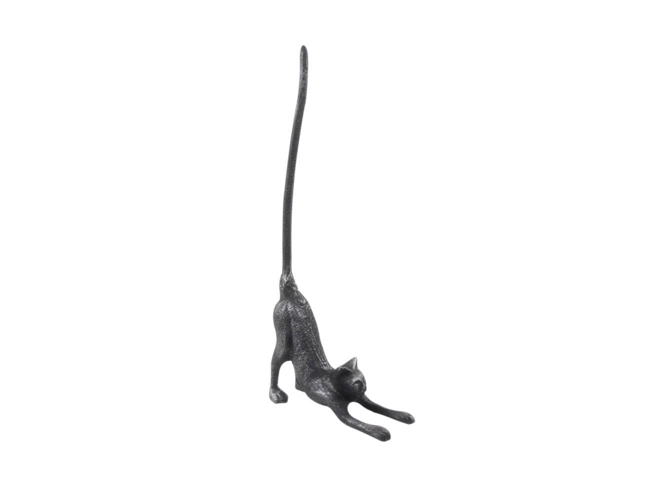 Rustic Silver Cast Iron Yoga Cat Bathroom Extra Toilet Paper Stand 19""