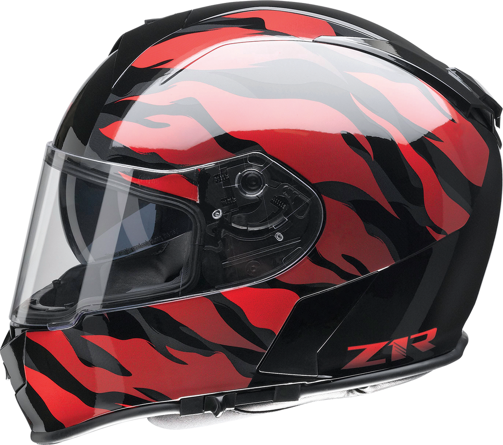 Z1R, Z1R Warrant Panthera Helmet in Black/Red - Small | Injection Molded Polycarbonate Shell with Drop-down Sun Visor