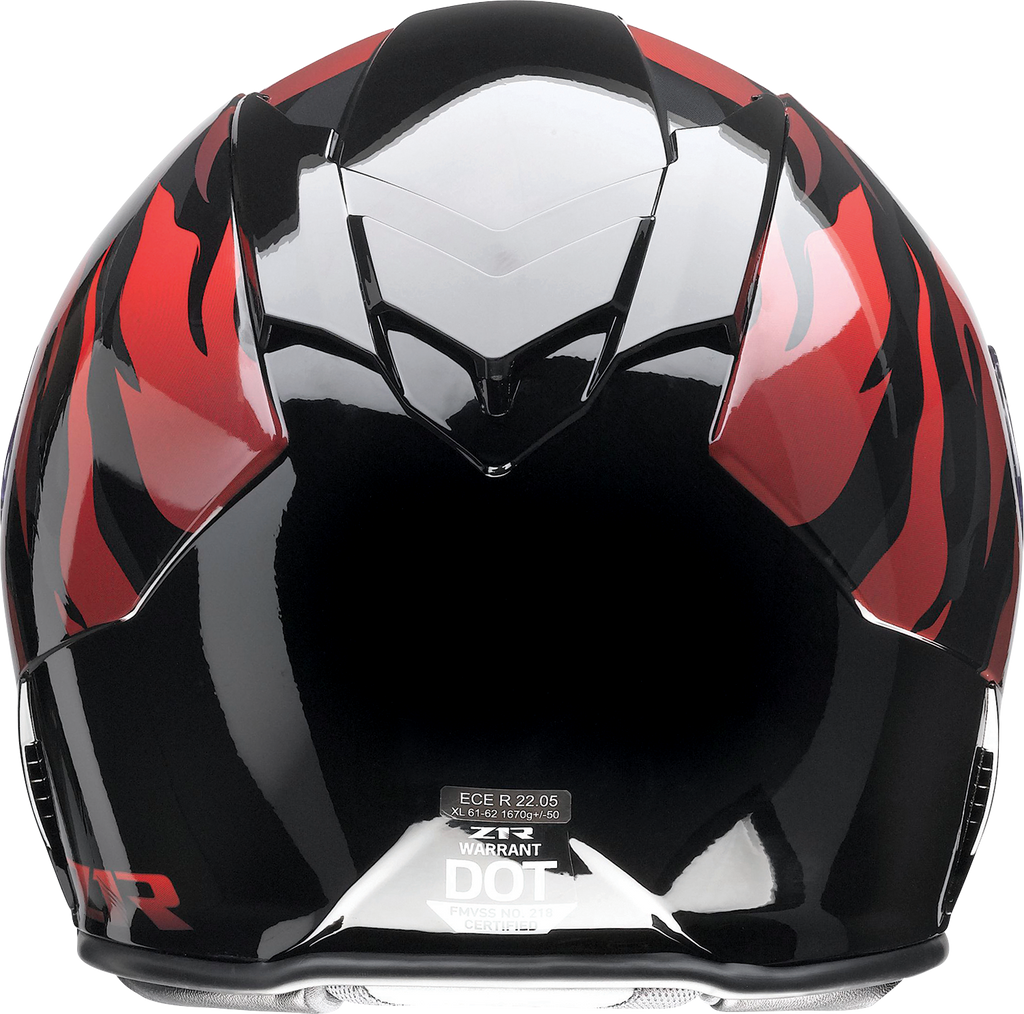 Z1R, Z1R Warrant Panthera Helmet in Black/Red - Small | Injection Molded Polycarbonate Shell with Drop-down Sun Visor